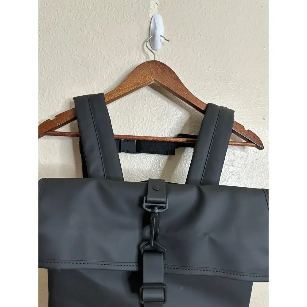 Rains Rolltap Rucksack Backpack Waterproof Black NWT